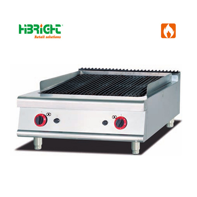 Commercial Stainless Steel 380V 8.6Kw Kitchen BBQ Meat Counter Top Electric Lava Rock Grills