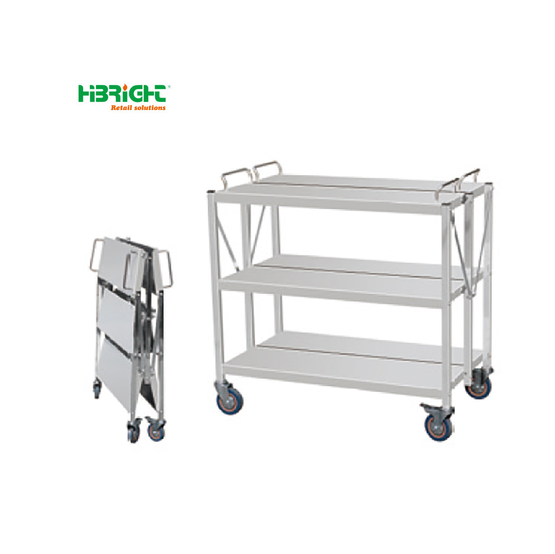 Easily Assembled Stainless Steel Large Capacity Folding Cart with 4 Universal Wheels