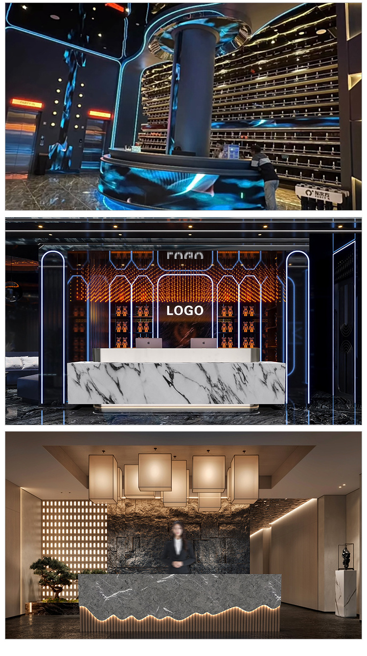 L Shape Bar Counter Nightclub Led Marble White Restaurant Bar Counter