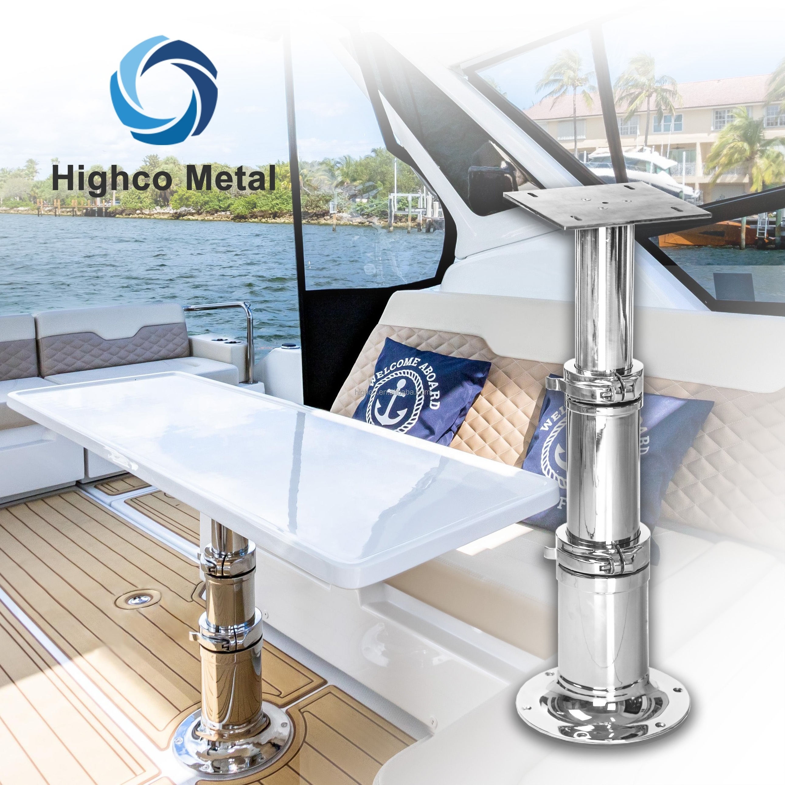 Stainless Steel boat seat adjustable gas strut lift table pedestal for boat yacht