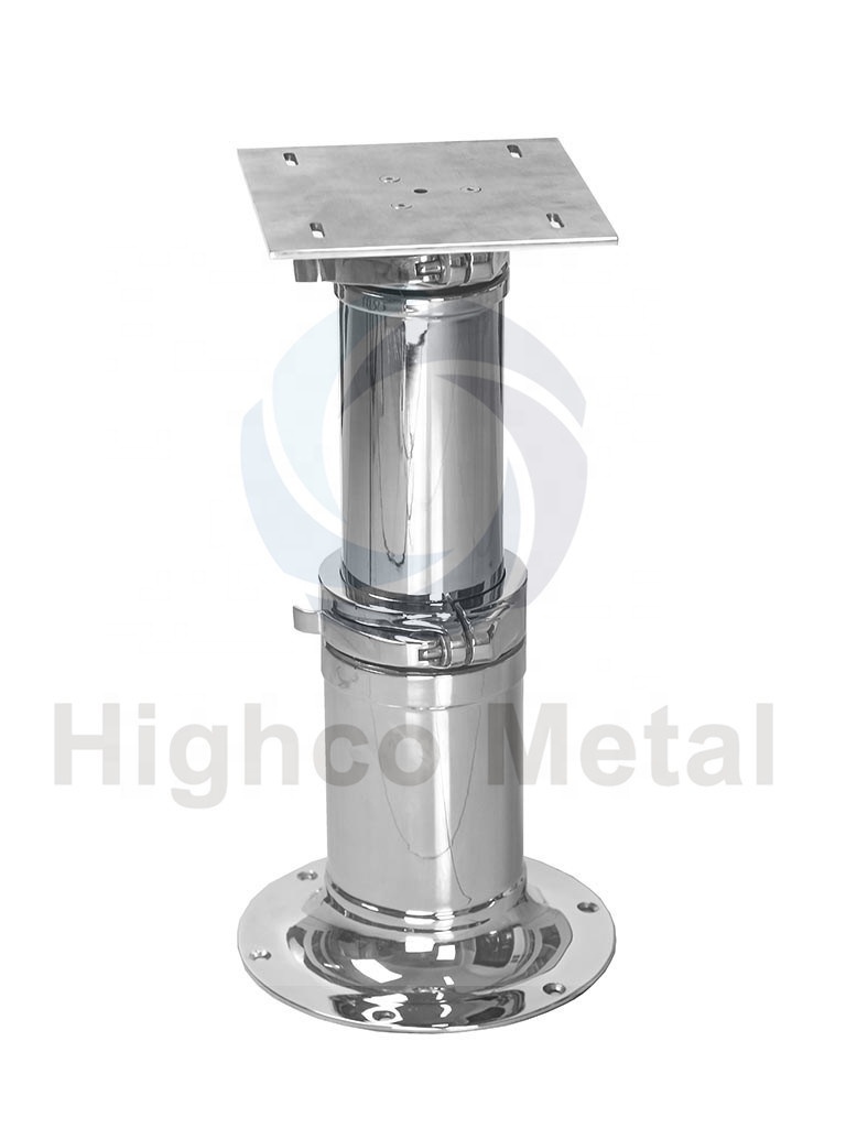 Stainless Steel Adjustable Lifting Yacht Table Leg Boat Seat Triple Stage Boat Table Pedestal