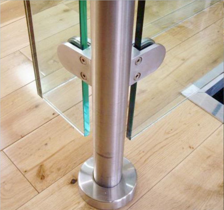 stainless steel baluster post glass shelf mounting clamp railing hardware for staircase