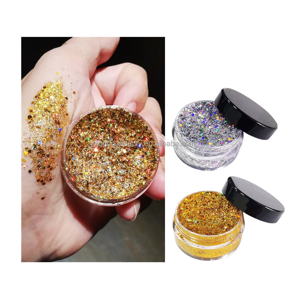 Cosmetic Chunky Glitter Gel for Face Body Hair Glitter Mixed with Clear Glue