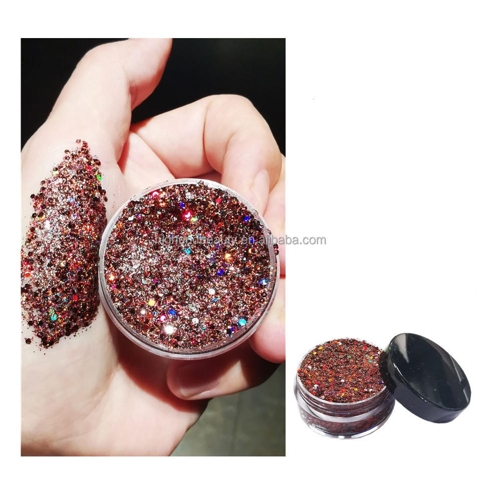 Cosmetic Chunky Glitter Gel for Face Body Hair Glitter Mixed with Clear Glue