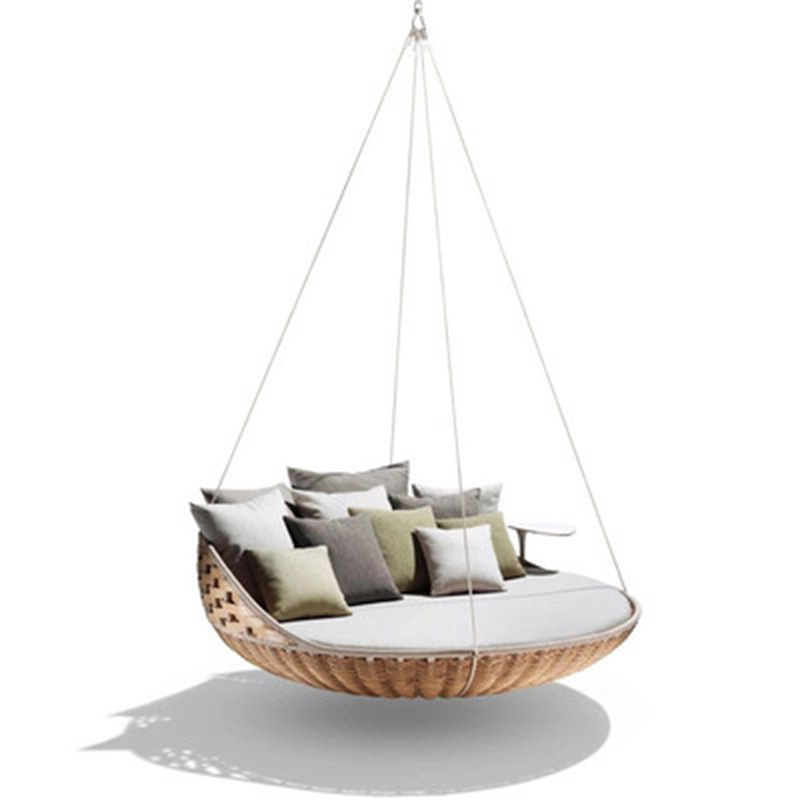 Wholesale Luxury Hooks Hammock furniture Hanging Round Rattan patio swings chair bed for garden outdoor