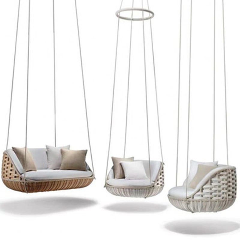 Wholesale Luxury Hooks Hammock furniture Hanging Round Rattan patio swings chair bed for garden outdoor