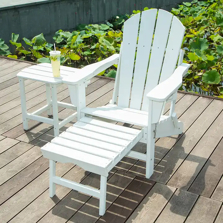 High end Outdoor furniture Minimalist backrest garden chair Plastic wood Side table Adirondack Lounge Chair set