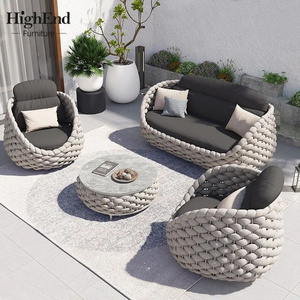 Wholesale Outdoor patio furniture set garden fabric waterproof outside furniture rope chair rattan white outdoor patio furniture