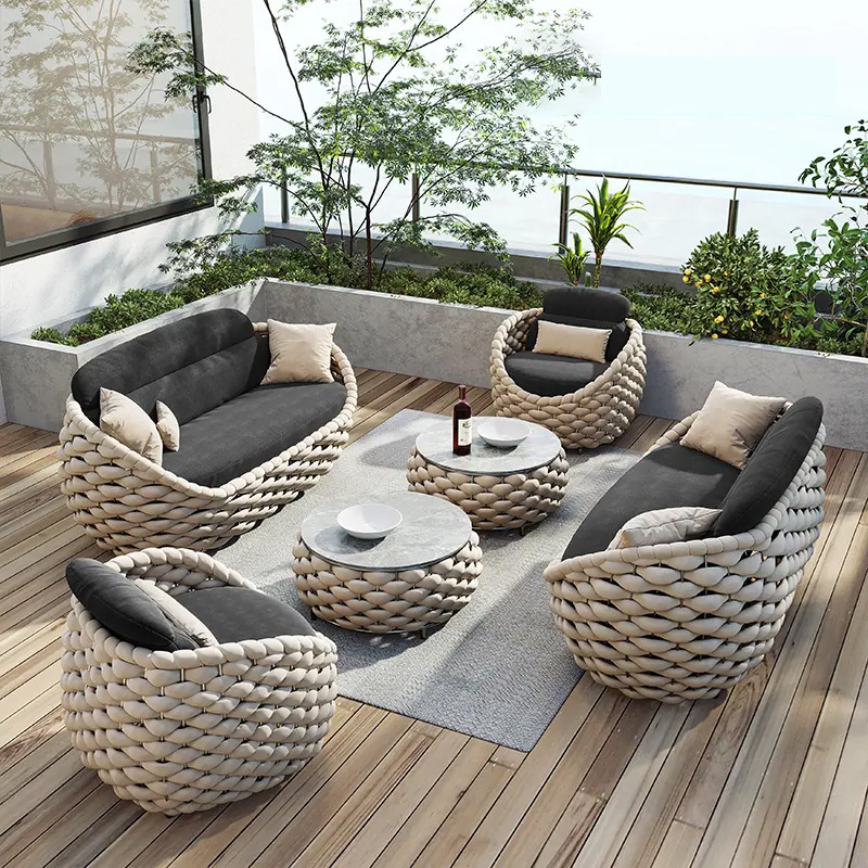 High-end Leisure Garden Furniture Patio Outdoor Furniture Set Rope Sofa Lounge Chair set