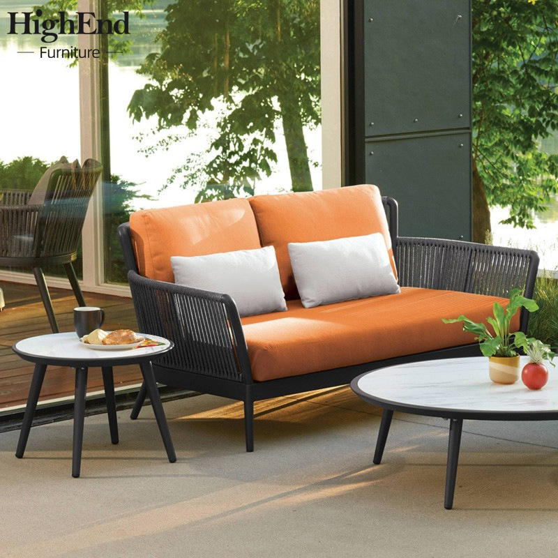 Support customization Modern aluminum rope sofa Patio outdoor garden set  furniture  for hotel restaurant deck