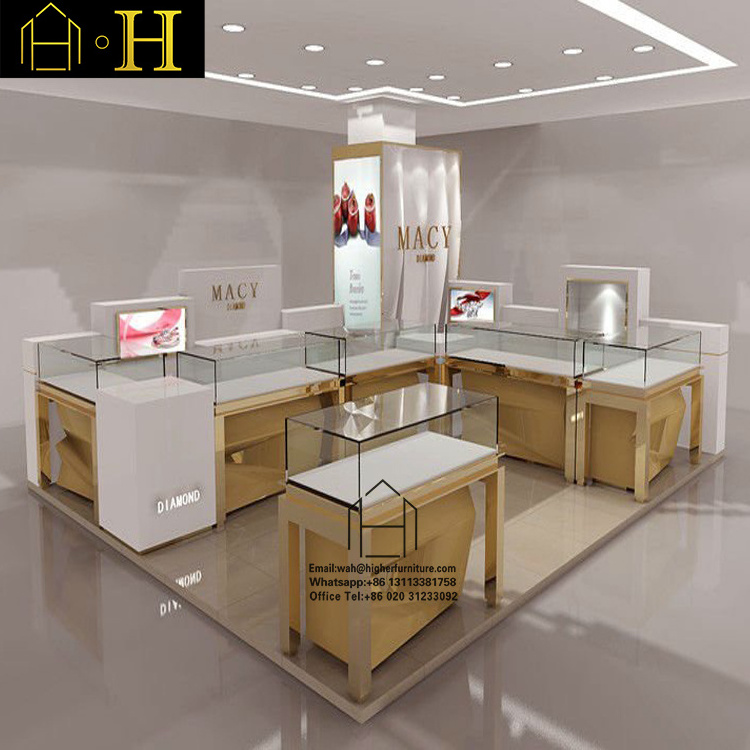 Customized luxury jewelry showcase jewelry kiosk for sale jewelry mall kiosk