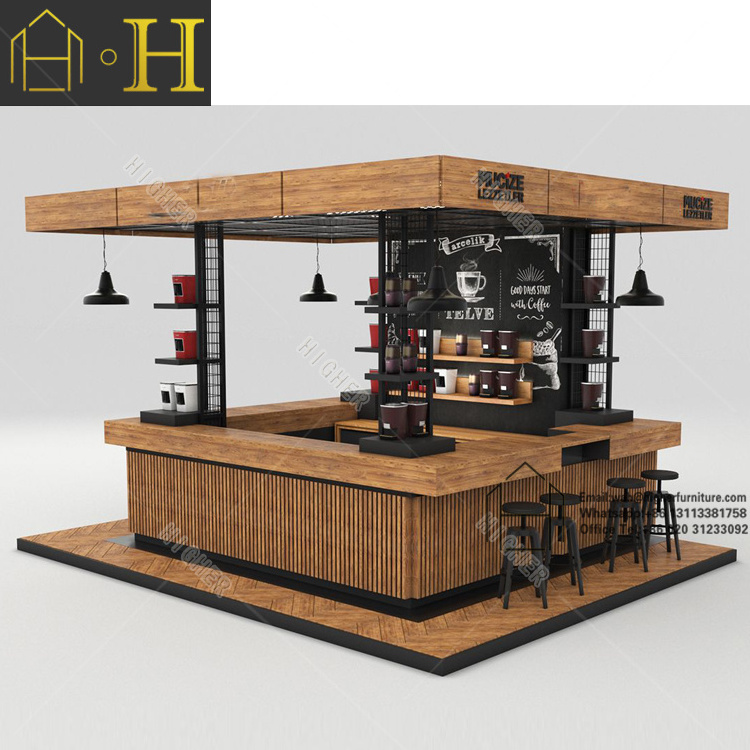 Customized Shopping Mall food counter display small coffee kiosk design