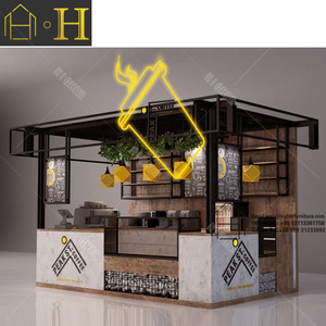 Wooden Kiosk Display Coffee Kiosk Design Bubble Tea Furniture Kiosk