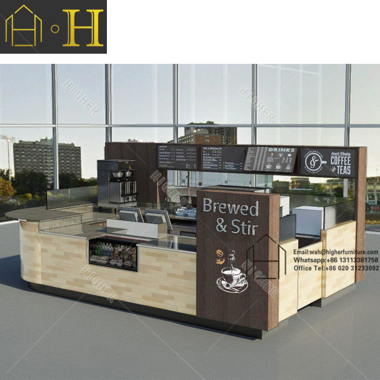 Wooden Kiosk Display Coffee Kiosk Design Bubble Tea Furniture Kiosk