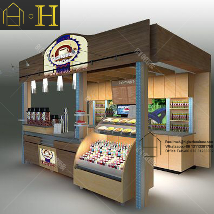 Customized Shopping Mall food counter display small coffee kiosk design