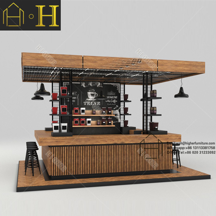 Customized Shopping Mall food counter display small coffee kiosk design