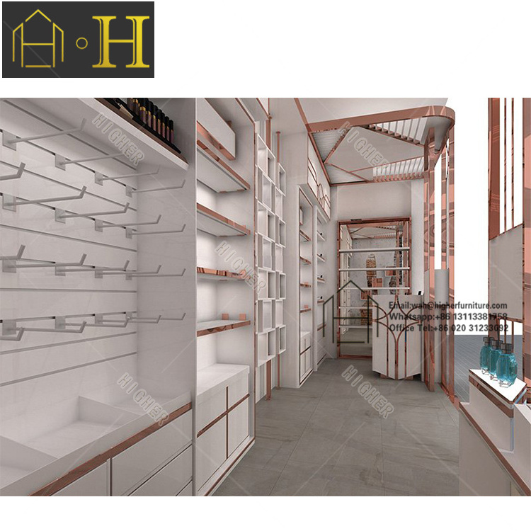 Modern Cosmetic Shop Interior Design Cosmetic Display Cabinet Fixtures Makeup Showcase