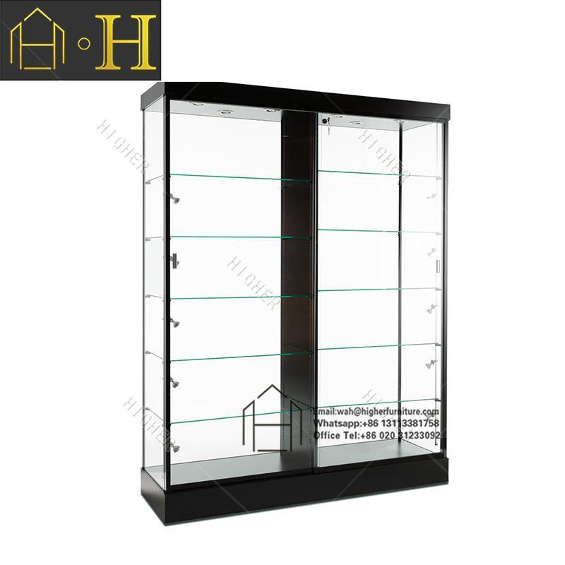 Standard Aluminium Frame Cabinet Floor Stand Glass Display Cabinet with Led Lights