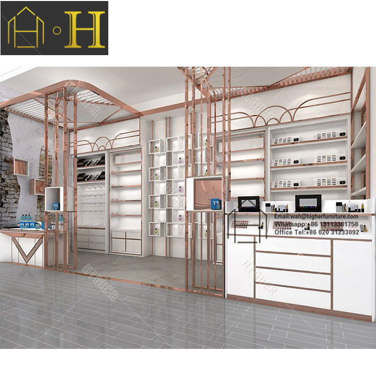 Modern Cosmetic Shop Interior Design Cosmetic Display Cabinet Fixtures Makeup Showcase