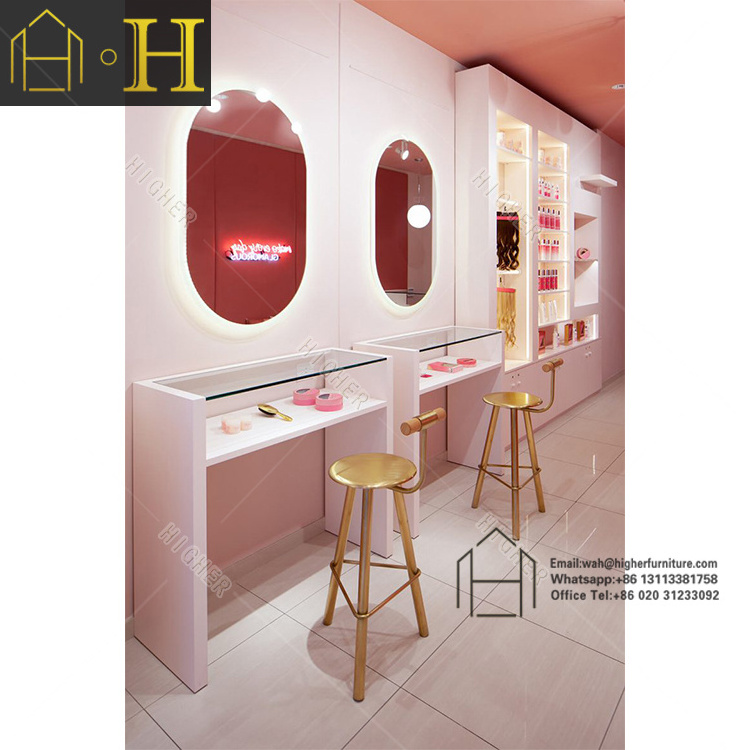 Custom Design Beauty Skin care Display Rack Cosmetic Makeup Counter Retail Market Shop Display Stand