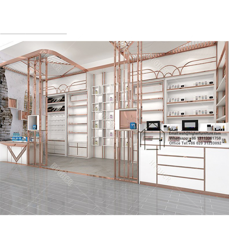 Modern Cosmetic Shop Interior Design Cosmetic Display Cabinet Fixtures Makeup Showcase