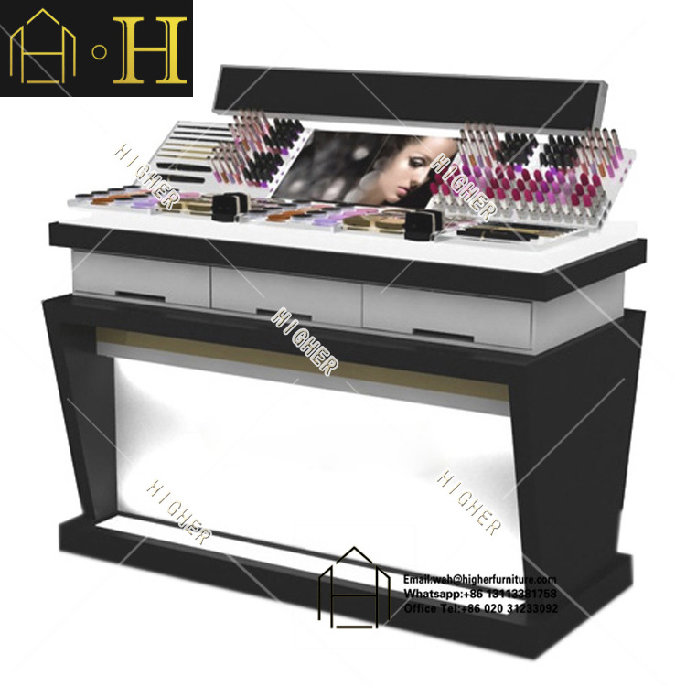 Customized cosmetic display cabinet cosmetics counter display  showcase for shopping mall