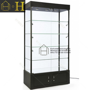 Tempered Glass Full Vision with LED Light Display Cabinet in Transparent Glass 2 doors with Lock Glass Showcase