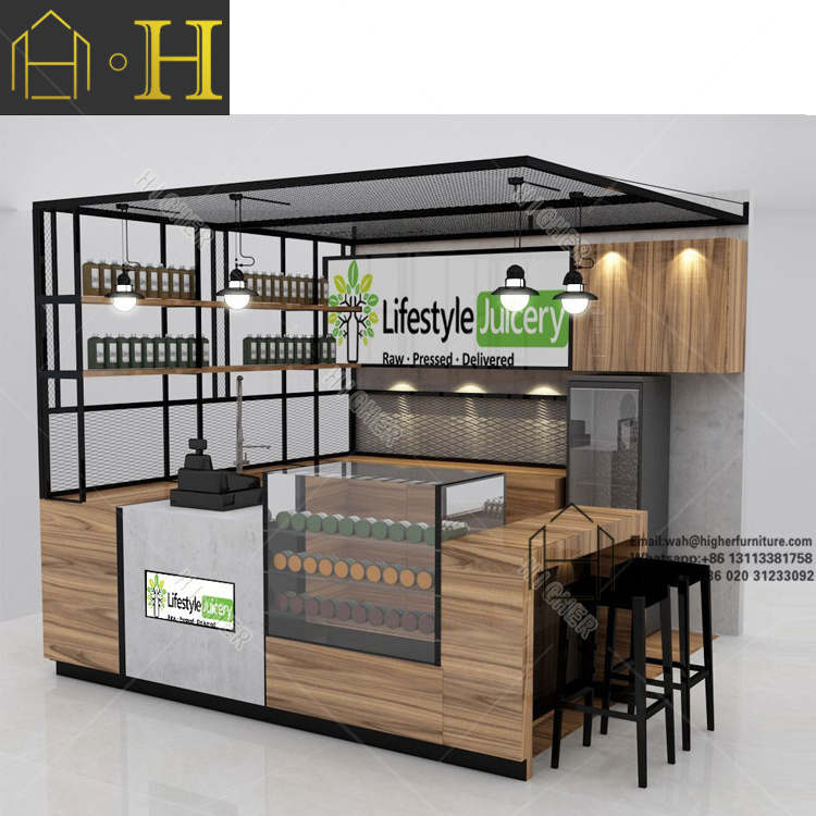 Customized Shopping Mall food counter display small coffee kiosk design