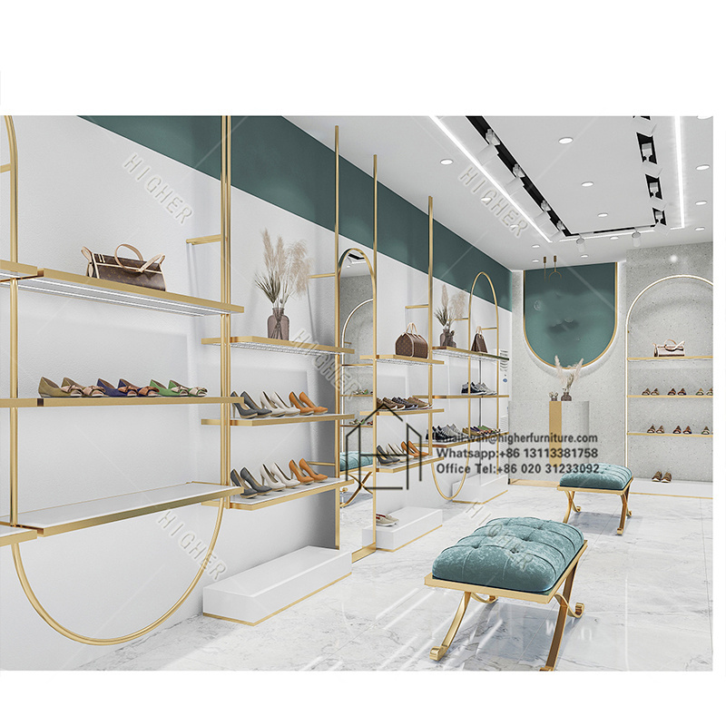 Customized  modern shoes bag shop decoration handbag shop display shoe wall display cabinet