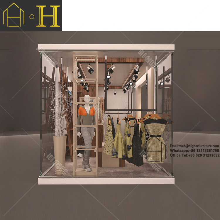 High quality wooden custom clothing kiosk rack for mall clothes retail