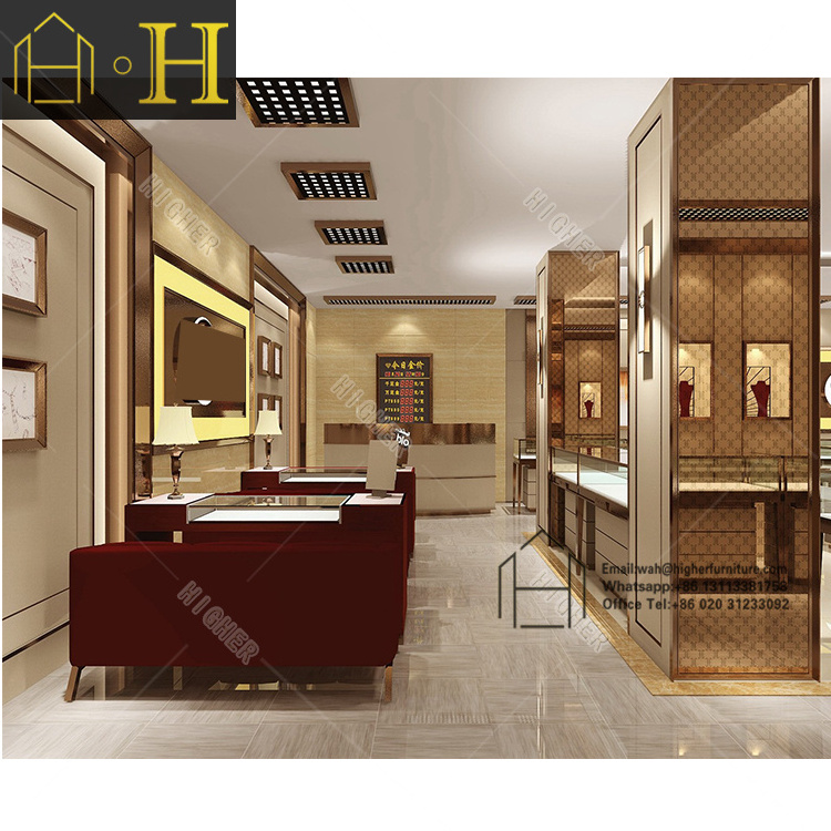 Custom Luxury jewelry showcase manufacture Stainless Steel glass jewelry showcase display  for Mall