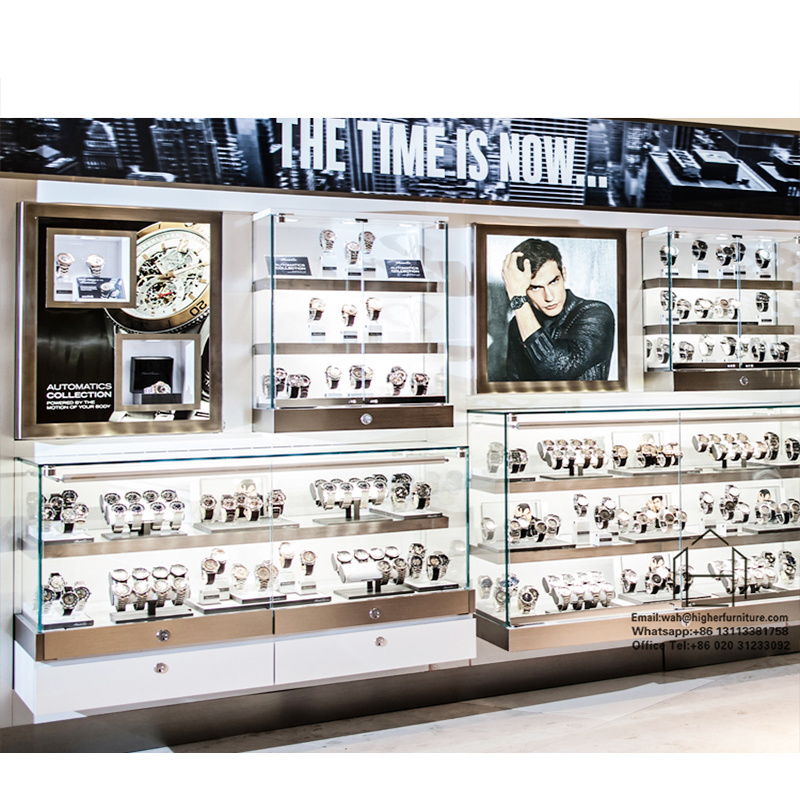 Customized Watch Jewelry Display Wall Stand Shop Showcase Wrist Store Interior Counter Design