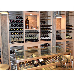 Modern custom metal wine display cabinet stainless steel wine shelf liquor store interior design