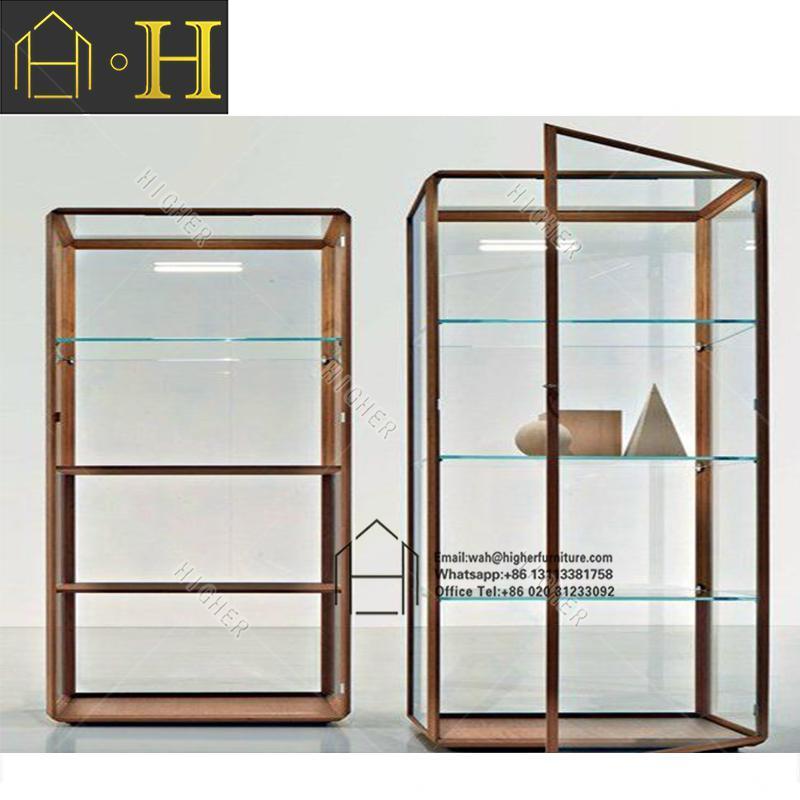 Standard Aluminium Frame Cabinet Floor Stand Glass Display Cabinet with Led Lights