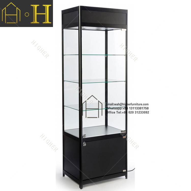 Tempered Glass Full Vision with LED Light Display Cabinet in Transparent Glass 2 doors with Lock Glass Showcase