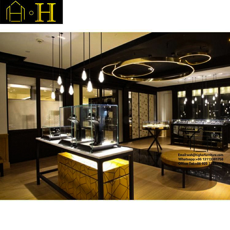 Latest Jewelry Shop Decoration Shining Diamond Ring Shop Display Furniture Wooden Jewellery Display Cabinet