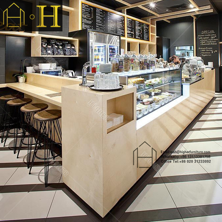 High end customized cafe counter fast food kiosk coffee shop interior design