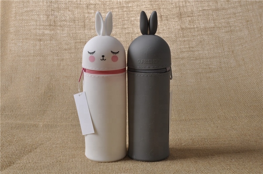 Bunny Shape Silicone Pencil Case Back To School  Stationery Pen Holder