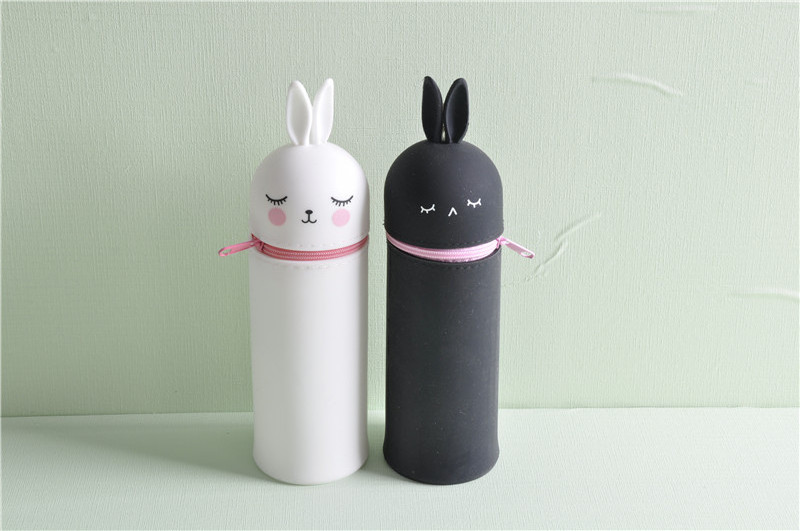 Bunny Shape Silicone Pencil Case Back To School  Stationery Pen Holder