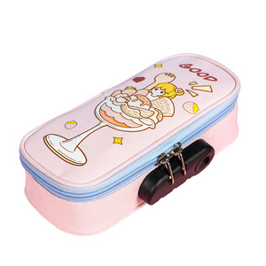 Lovely large-capacity stationery password pencil lock box for girls boys