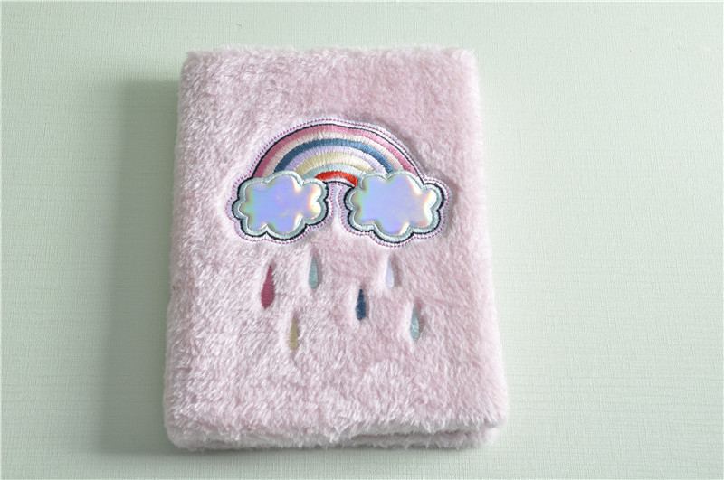 Higher Lovely Pink Rainbow Rain Furry A5 Diary Soft fluffy Paper Writing Notebook