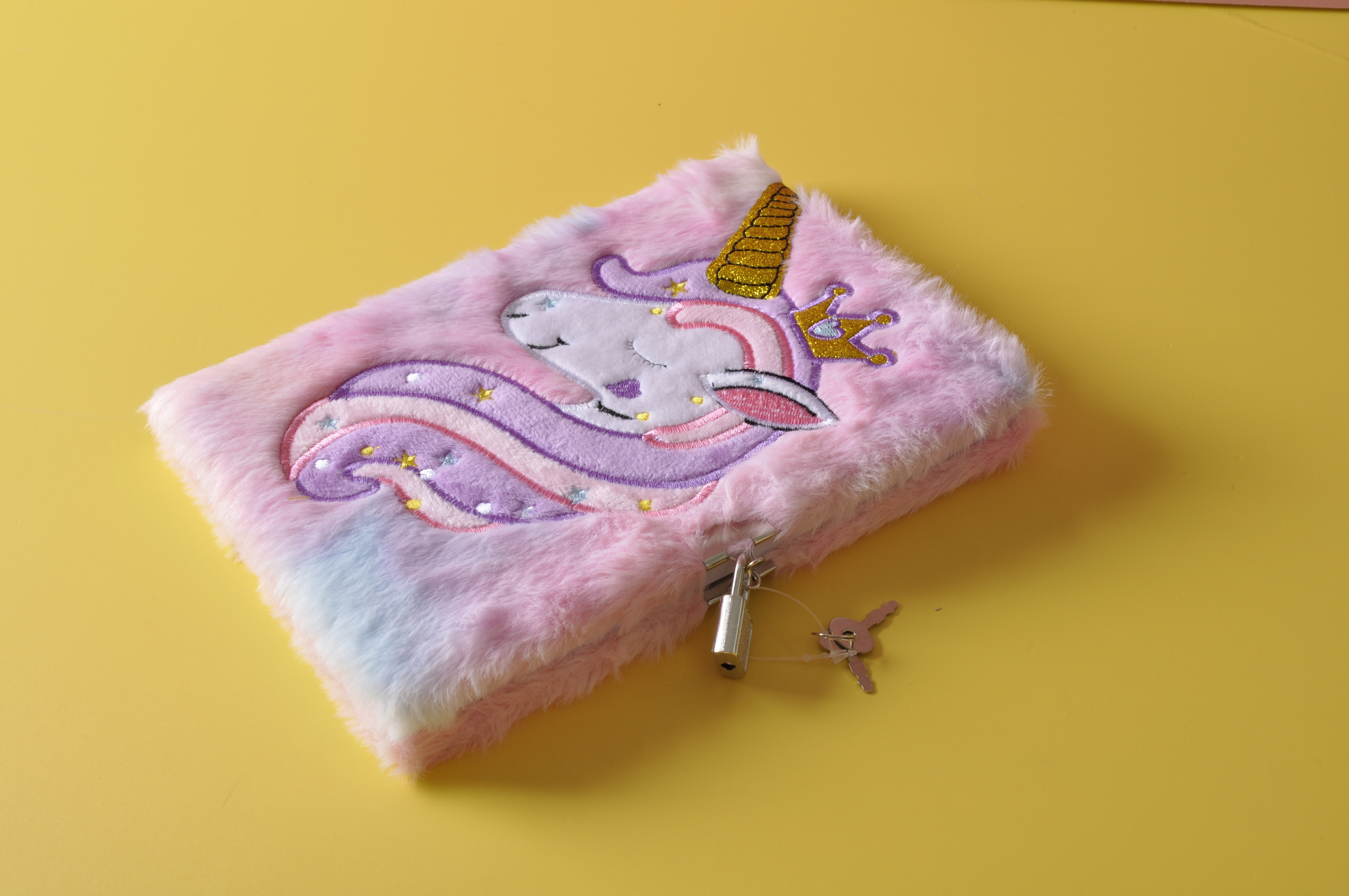 Custom furry rainbow girl gift cartoon unicorn diary kawaii fluffy  notebook with lock