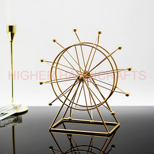 Ferris Rotatable Wheel Bookshelf Decor Gold Decorative Modern Gift Shelf Decor Accents Aluminium Object Living Room