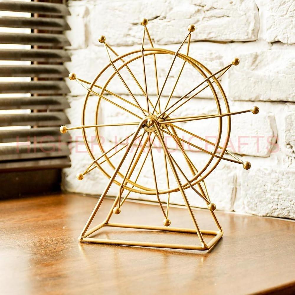 Ferris Rotatable Wheel Bookshelf Decor Gold Decorative Modern Gift Shelf Decor Accents Aluminium Object Living Room