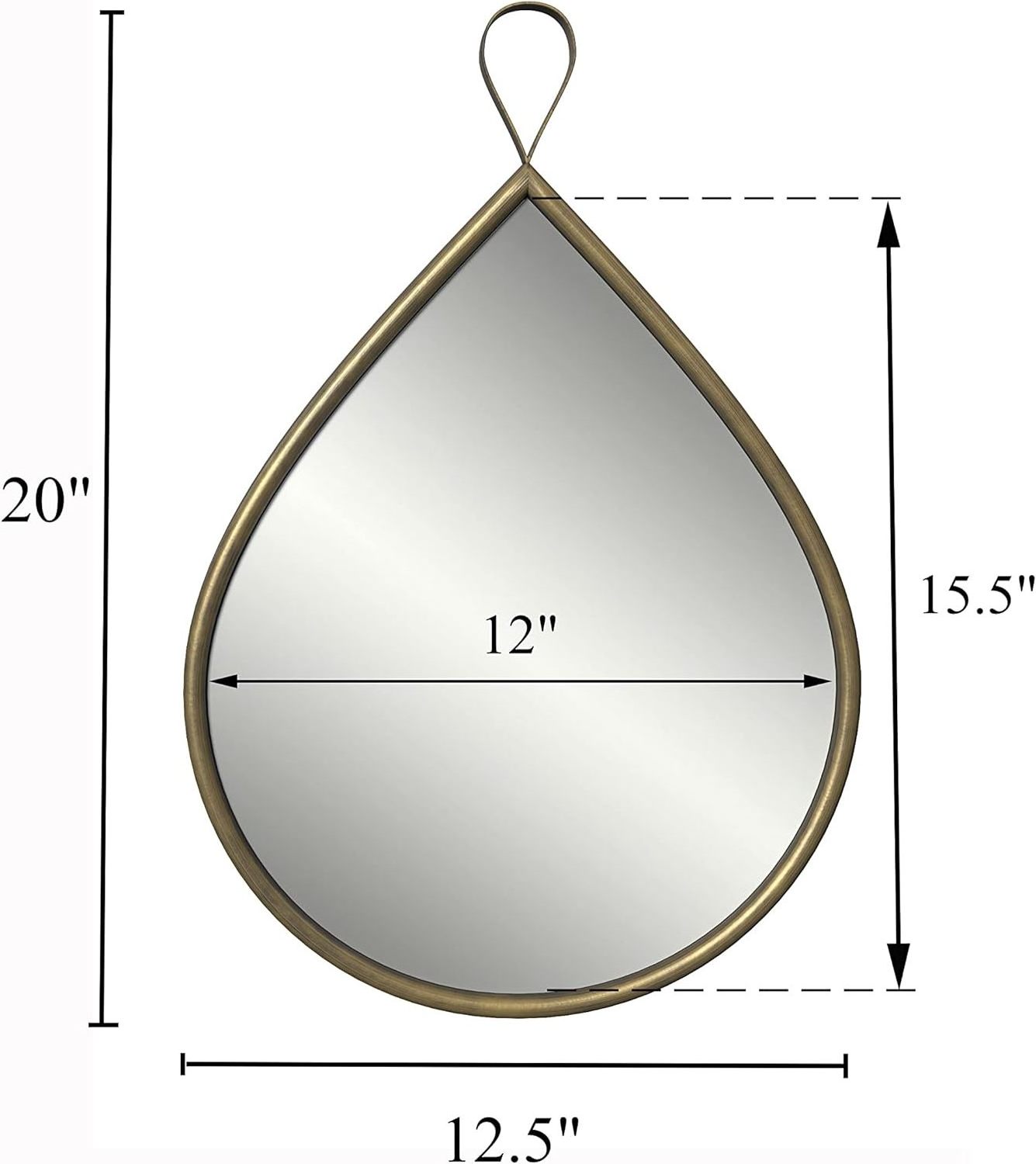 Brass Teardrop Wall Mirror with Metal Frame for Home Decor, Gold Oval Mirror,Bronze Decorative Wall Mirror Accent Mirror 20  Inc