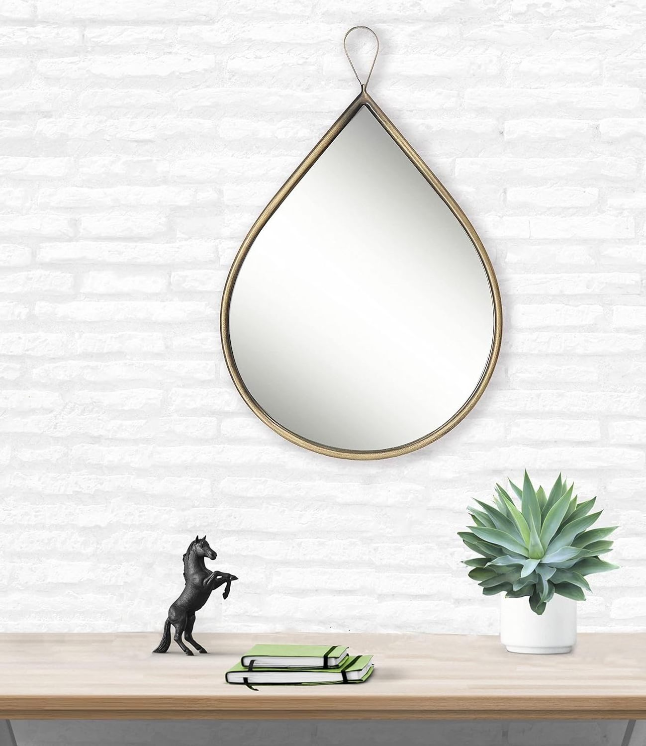 Brass Teardrop Wall Mirror with Metal Frame for Home Decor, Gold Oval Mirror,Bronze Decorative Wall Mirror Accent Mirror 20  Inc