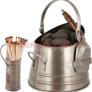 Iron Coal Hod Bucket Fireplace Accessories Ash Can Fire Pits Pail Pellet Coal Hod Basket Direct Factory Price