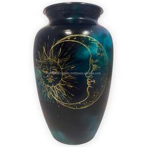 Celestial Sun & Moon Aluminium Adult Cremation Urn for Ashes Funeral Urns for Loved Ones Wholesale Urns Supplies