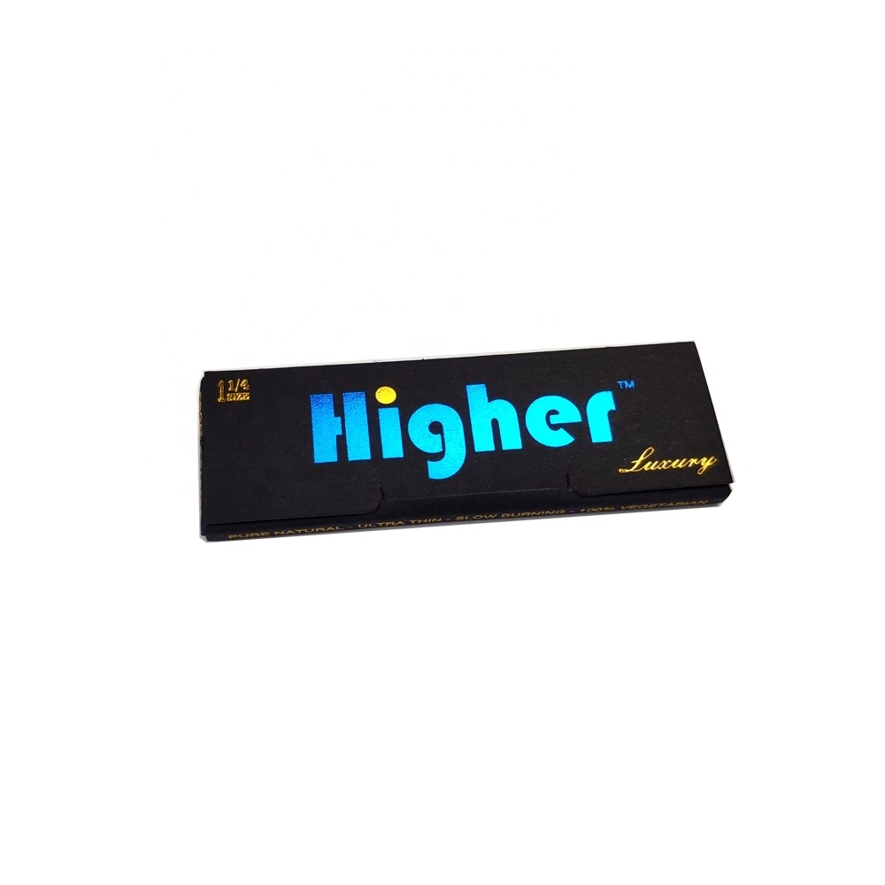 Private Branded holograph custom Natural Arabic gum unbleached organic hemp rolling papers smoking skins