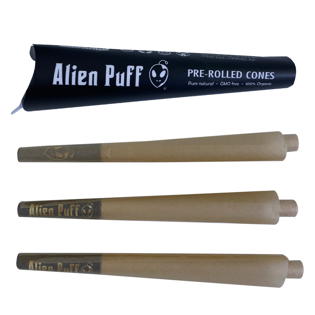 Custom Your Own Design HP2510-AP Alien Puff 1 1/4 size Slow Burning cigarette pre-rolled cones